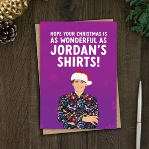 Lustige Big Brother Weihnachtskarte für Ihn, Jordan BB Xmas Card for Friend, Her, Best Friend, Sister, BB UK, Posh, Tory, tv, gemusterte Shirts