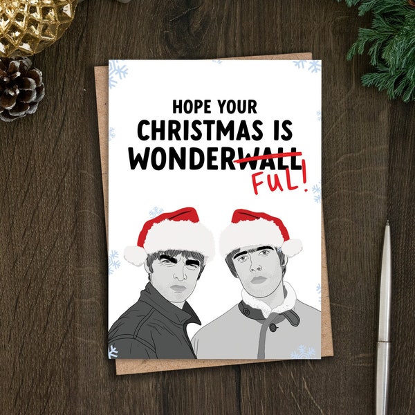 Funny Gallagher Brothers Christmas Card for Him, Music Lover Xmas Card for Brother, Boyfriend, Dad, Husband, Son, Friend, Liam, Noel