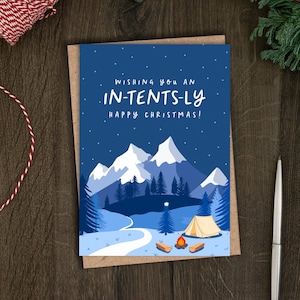 Lustige Camping Weihnachtskarte für Freund, Ihn, Sie, Sohn, Tochter, Vater, Zelt, Camper Weihnachtskarte, Abenteuer, Spazierengehen, Wandern, Outdoor, Trek