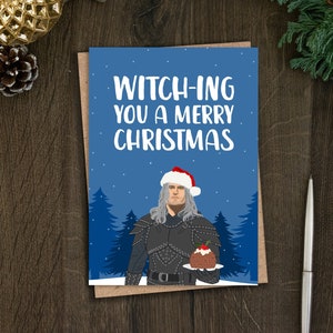 Lustige Hexe Weihnachtskarte für Freund, Weihnachtskarte für Ihn, Sie, Bruder, Schwester, Sohn, Gamer, Magie, Fantasy, TV, Film, Humor, Henry Cavill