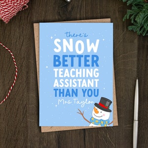 Lustige personalisierte Weihnachtskarte für Lehrhelfer, süße Weihnachtskarte für TA, von Sohn, Tochter, Grundschule, Tutor, Schule, Helfer