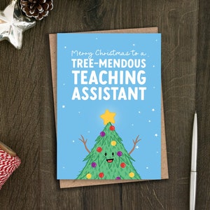 Personalisierte Lehrbegleiter Weihnachtskarte für Sie, Ihn, TA Weihnachtskarte, süße Dankeskarte von Sohn, Tochter, Schultutor, Helfer