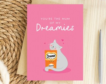 Funny Cat Mum Mother's Day Card, from the Fur Baby, Cat Treats, Cat Lover, Cat Mom, Parent, Mommy, Mummy, Pet, Kitten, Mum of my Dreamies