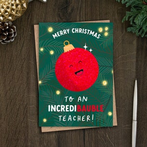 Personalisierte Lehrer Weihnachtskarte, lustige Spielerei Karte für Tutor, Dankeskarte von Sohn, Tochter, After School Club, Pfadfinder, Schwimmen