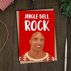 Lustige Dwayne Johnson Weihnachtskarte für Freund, Jingle Bell Rock Weihnachtskarte für Ihn, Bruder, Schwester, Wrestling, Film, Schauspieler, Weihnachtslied