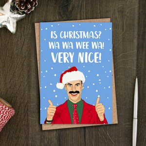 Lustige Borat Weihnachtskarte für Ihn, Film Weihnachtskarte für Freund, Bruder, Sohn, Arbeitskollegen, Sacha Baron Cohen, Komiker, Wichteln