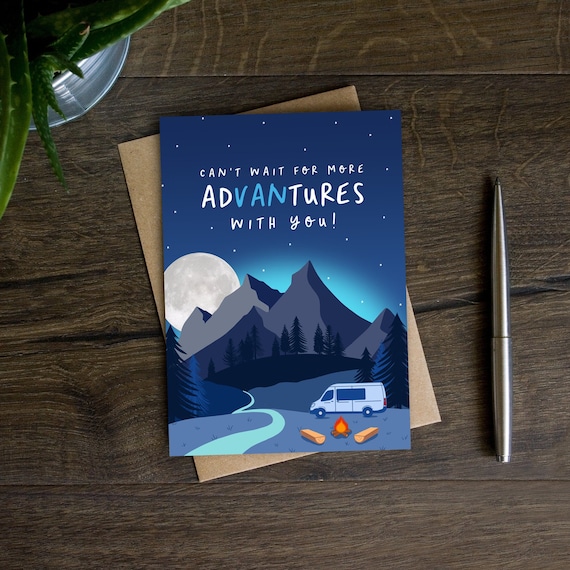 Van Life Valentines Day Card for Boyfriend, Anniversary Card for Husband, Wife, Girlfriend, Conversion, Travel, Love Adventures With You