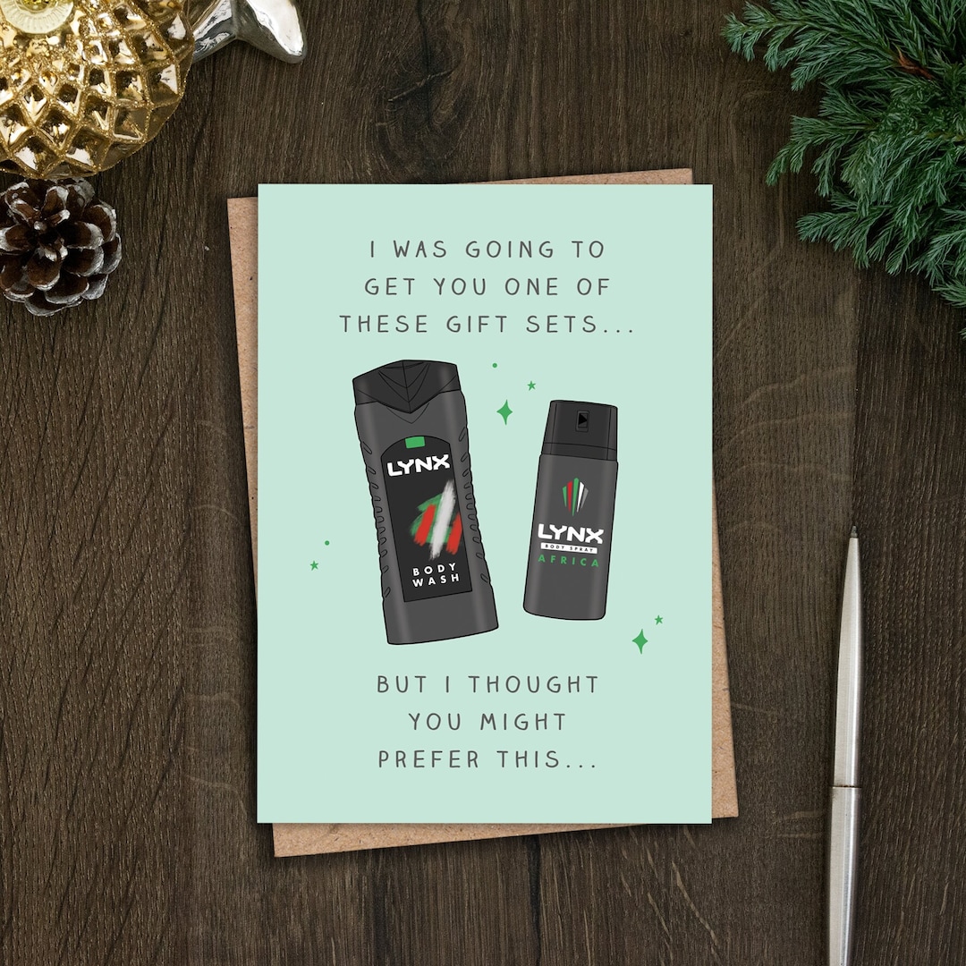Funny Lynx Gift Set Christmas Card for Him Brother Father in Etsy