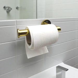 Unlacquered brass toilet paper holder, wall mounted brass roll holder, vintage bathroom accessories