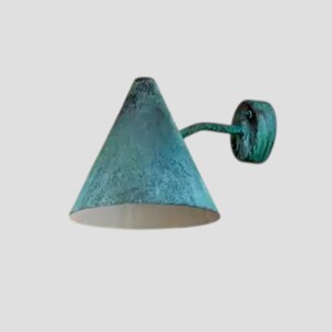 Wandlamp van koper, met de hand gepatineerde wandlamp, rustieke wandlamp, vintage wandlamp