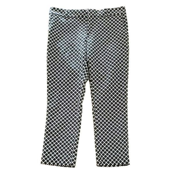 Banana Republic Women's Black White Geometric Pattern Hampton Pants Size 8 Poly Blend