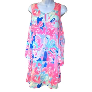 Lilly Pulitzer Women&#39;s Neon Benicia Playa Hermosa Print Dress Size XS Floral Cut Out