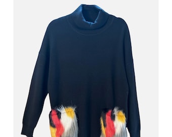 Simon Chang The Collection Damen Schwarz Langarm Pullover Größe Medium NWOT