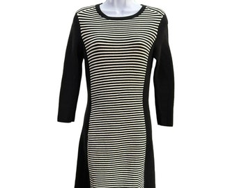 J McLaughlin Women's Black White Sweater Dress Long Sleeve Size XS Striped