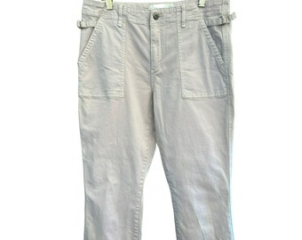 Anthropologie Women's Light Khaki Cargo Pants Size 31 Adjustable Waist