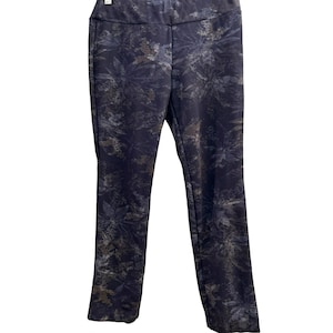Soft Surroundings Black Floral Pull On Pants Size Small Botanical Elastic Waist Band