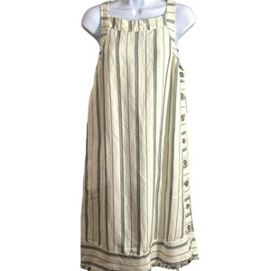 Vestido Akemi and Kin Anthropologie para mujer, color crema, azul marino, con botones laterales, dobladillo deshilachado, talla 6 imagen 1
