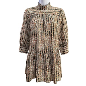 Free People Women&#39;s Floral Y2K Style Turtleneck Mini Dress Size 4 EUC Long Sleeve