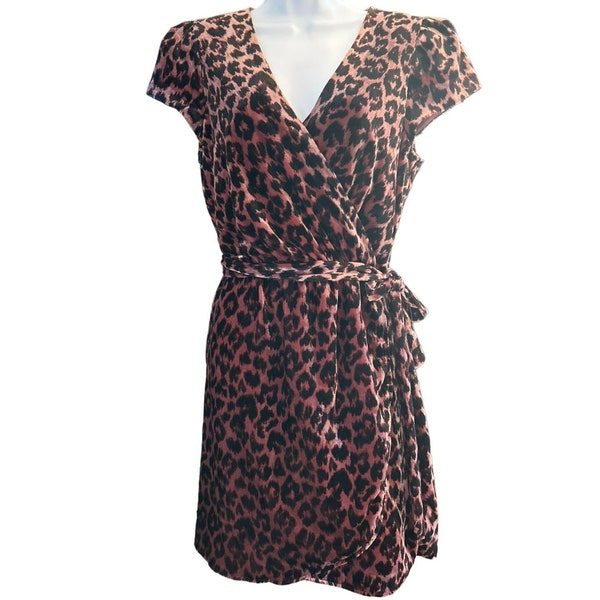 J Crew Women's Pink Leopard Print Crushed Velvet Dress Size 6 Cocktail Special Event