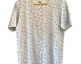 90s Northern Reflections Button Front Top Cottagecore Grandmacore Prairie Floral