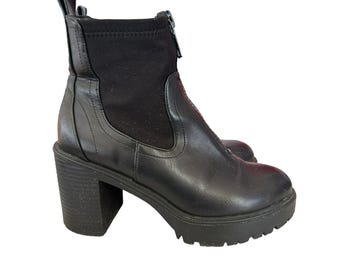 Botas negras gruesas hasta el tobillo Y2K para mujer de Madden Girl, talla 7, con cremallera frontal, estilo grunge gótico