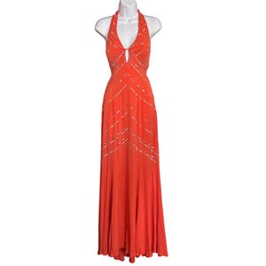 strapless open back dress V-Neck Orange Beaded Tulle Ruffles Sequin Prom Dresses
