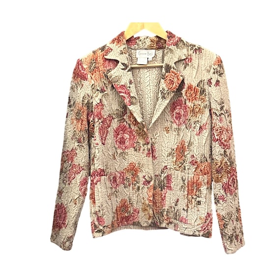 Vintage Cocoon Bay Floral Blazer Jacket Cottagecore Grandma Core Grandma Core