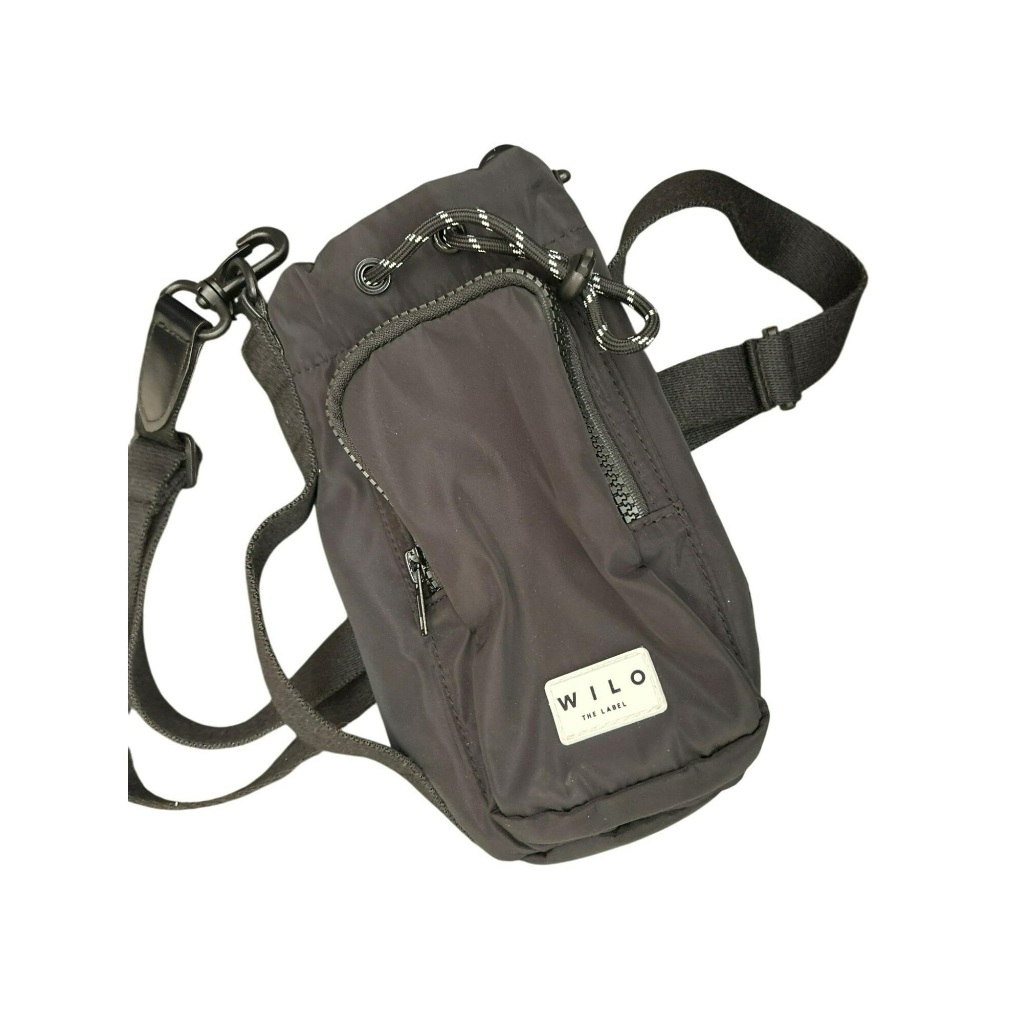 Wilo the Label Black Water Bottle Cell Phone Crossbody Bag 8 X 5