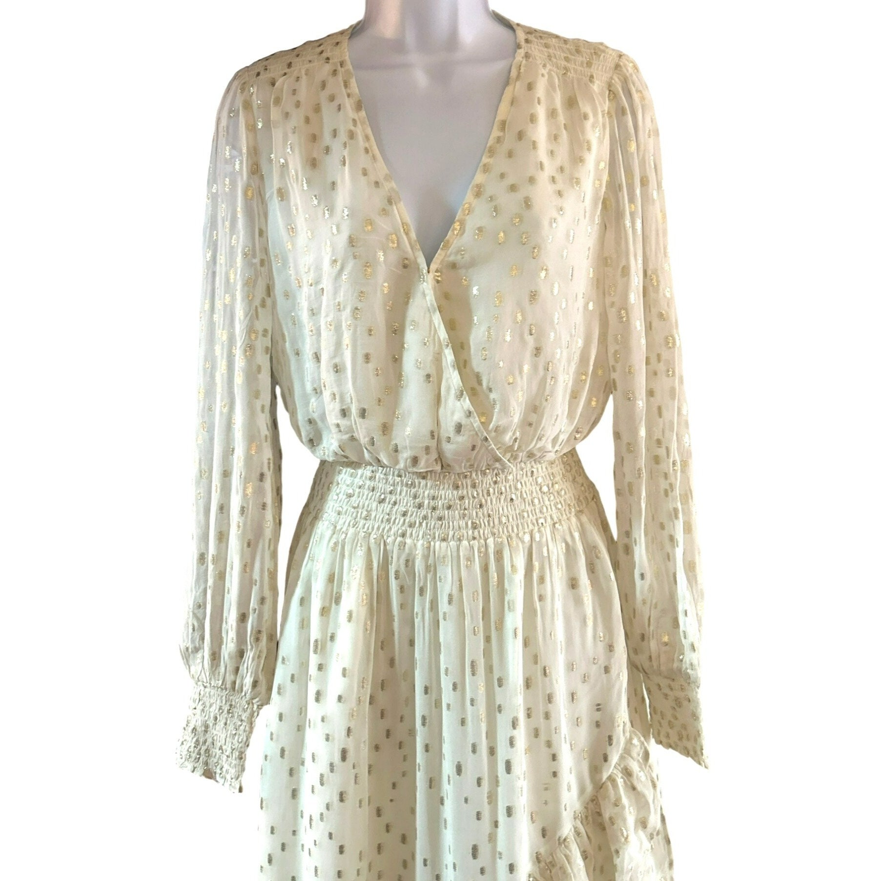 Gold Lilly Popover Dress Lilly Pulitzer Coconut Christiana Gold Metallic  Polka Dot Mid
