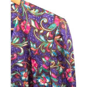 90s Adrianna Papell Plus Silk Paisley Jewel Tone Blazer Baroque Floral 14L image 5