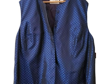 Vintage Elisabeth By Liz Claiborne Blue Patterned Button Up Vest NWT 1990s