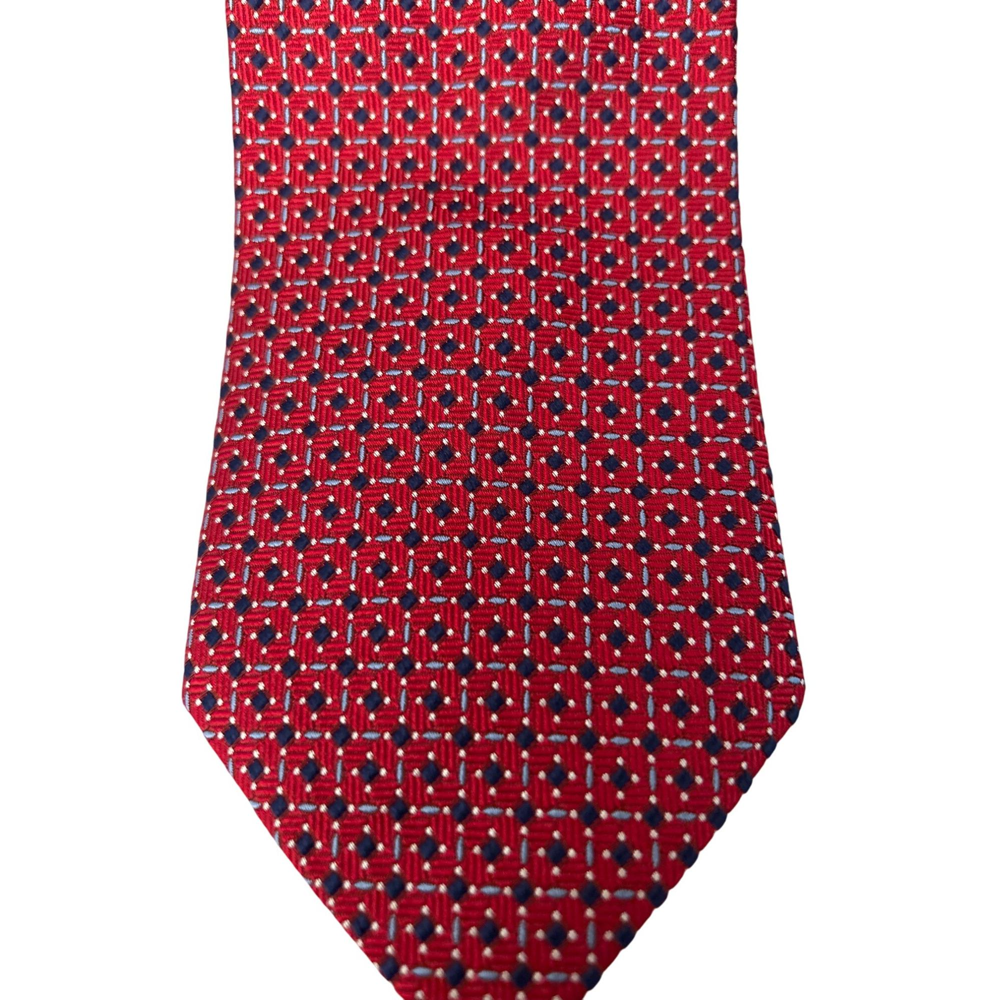 Brooks Brothers 幾何学模様 高級ネクタイ新品未使用品 ブルックス ブラザーズ 346 メンズ レッド 幾何学模様 シルク