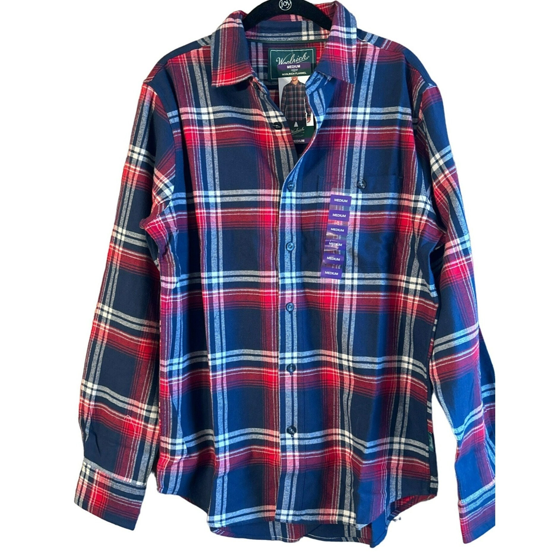 Woolrich Men's Red Blue Plaid Long Sleeve Shirt Size Medium