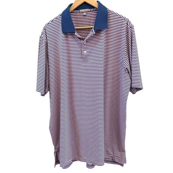Peter Millar Summer Comfort Pink Blue Short Sleeve Performance Polo XL Golf