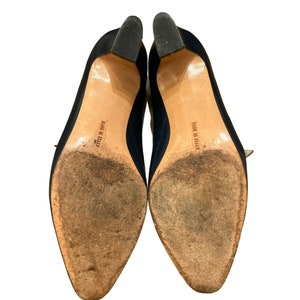 Vintage Salvatore Ferragamo 1980s Women's Classic Navy Mary Jane Heels Size 6C image 6