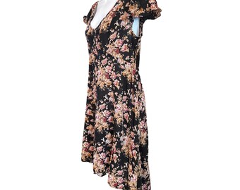 Denim & Supply Ralph Lauren Floral Dress Black Pink Boho Cottagecore Midi  Fall - Etsy Israel
