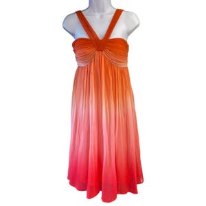 Vintage Y2K Morgan McFeeters Orange Ombre Silk Dress Sleeveless Empire Waist