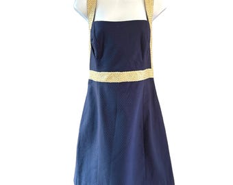 Lilly Pulitzer Eliana True Navy Braided Gold Cocktail Shift Dress 198 Preppy