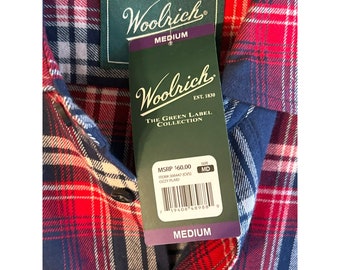 【超特価sale開催】  Woolrich Men's Red Blue Plaid Long Sleeve Shirt Size Medium ジャケット・アウター