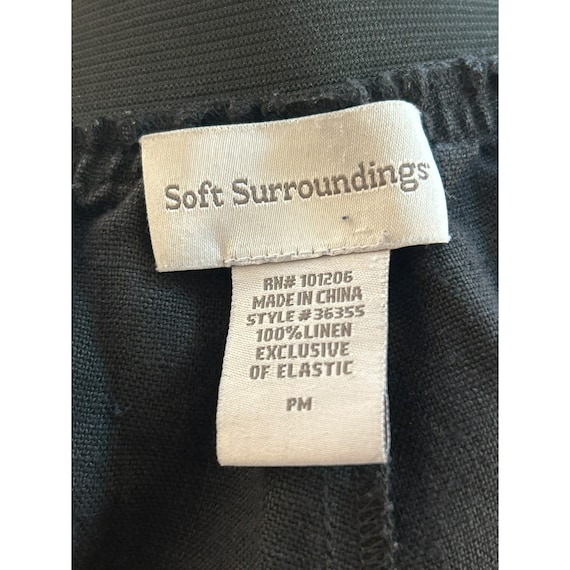 Soft Surroundings Women's Black Pull on 100% Linen Pants Elastic