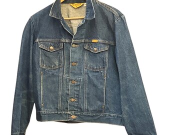 90s Rustler Denim Trucker Jacket Western Americana Workwear Indigo Blue Medium