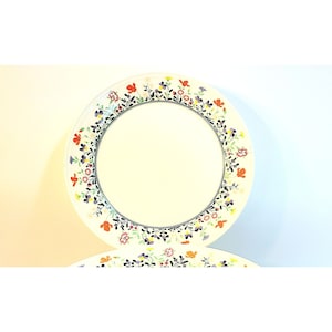 Mikasa White Floral Petit Point Bone China Salad Plates A4-183 HTF, Mikasa Dinnerware