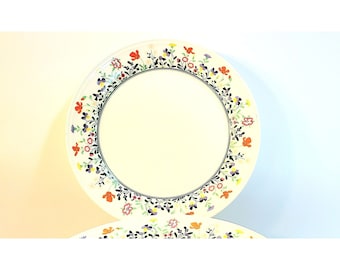 Mikasa White Floral Petit Point Bone China Salad Plates A4-183 HTF, Mikasa Dinnerware
