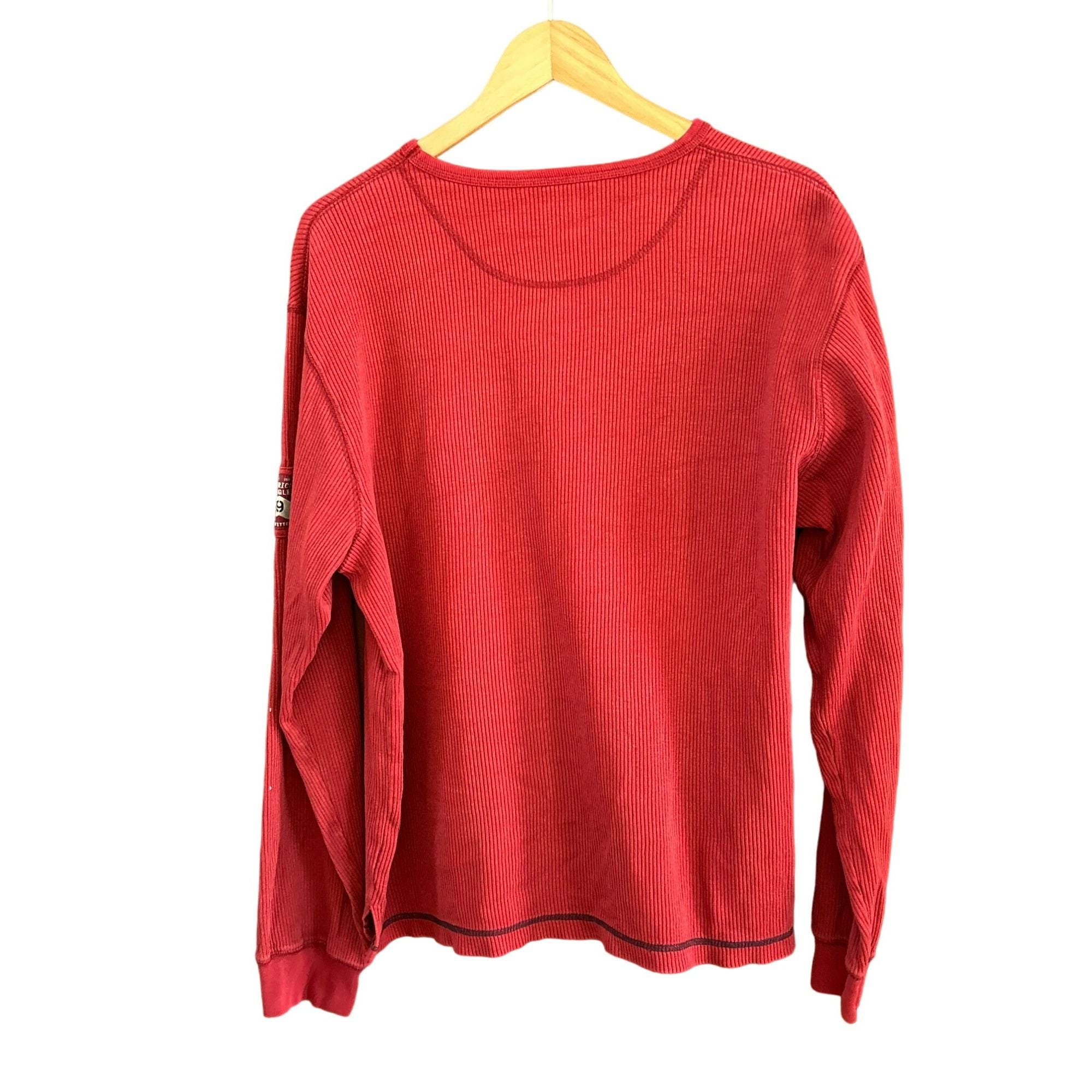 T-shirt American Eagle Manches Longues - XXL - Bordeaux - 100% Coton - Style Usé (distressed)