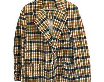 Vintage 70s The Piper Corduroy Blazer Dark Academia Professor Core Retro Plaid
