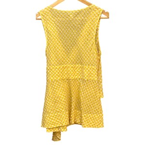 Odille Anthropologie Yellow Gingham Wrap Top Sleeveless V-Neck Side Tie image 4