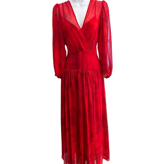 Calvin Klein Women's Red Subtle Marble Print Long… - image 4