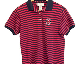 1999 Izod Club Polo Shirt U.S. Open Pinehurst No. 2 Red Navy Striped Preppy