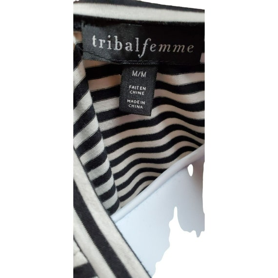 Tribal Femme Women's Black White Striped Short Sl… - image 3