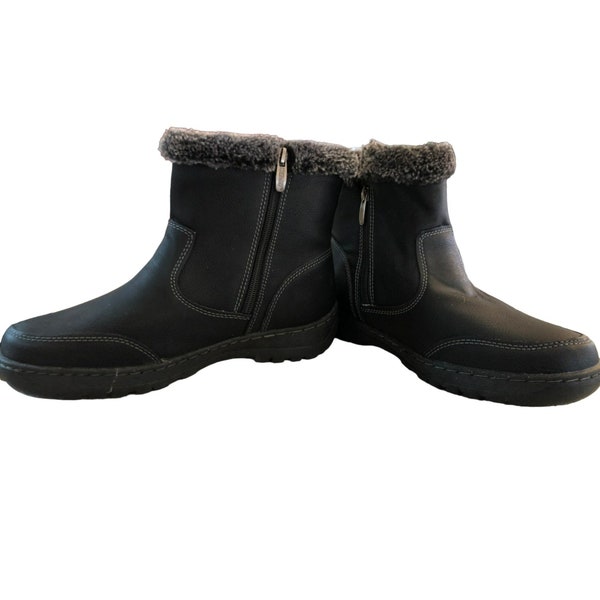Khombu Women's Black Winter Faux Fur Ankle Boots Size 9M